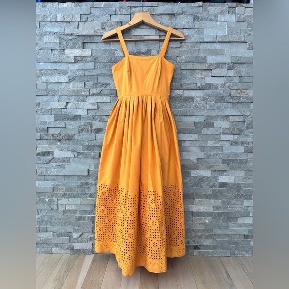 Elie Tahari Yellow Eyelet Square Neck Maxi Dress 4 - Picture 7 of 14